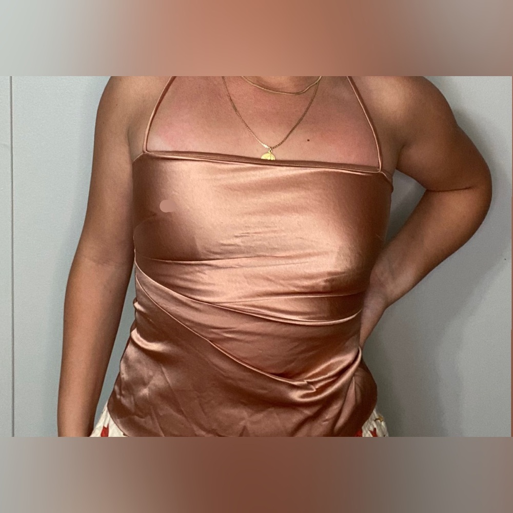 Rose Gold Satin Strap Top